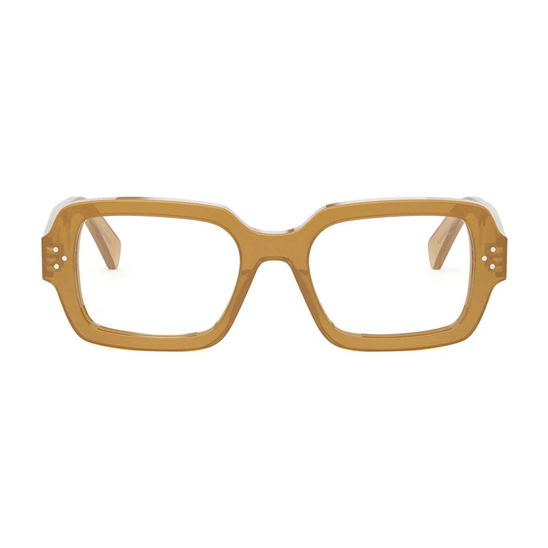 Celine Eyeglasses Square Full Rim, Shiny Brown Frame and Clear Demo Lens Lens CL50147I045