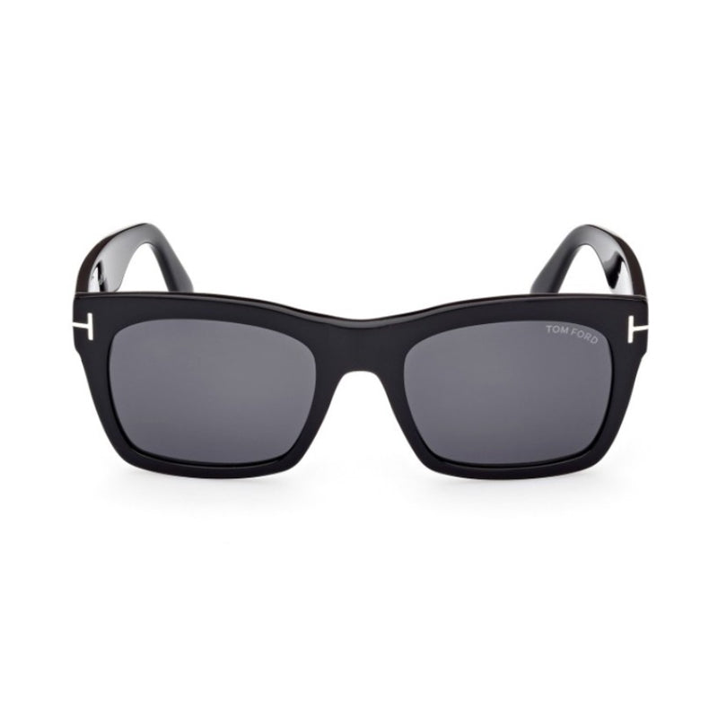 Tom Ford Sunglasses Rectangle Full Rim, Shiny Black Frame and Smoke Grey Lens FT106201A