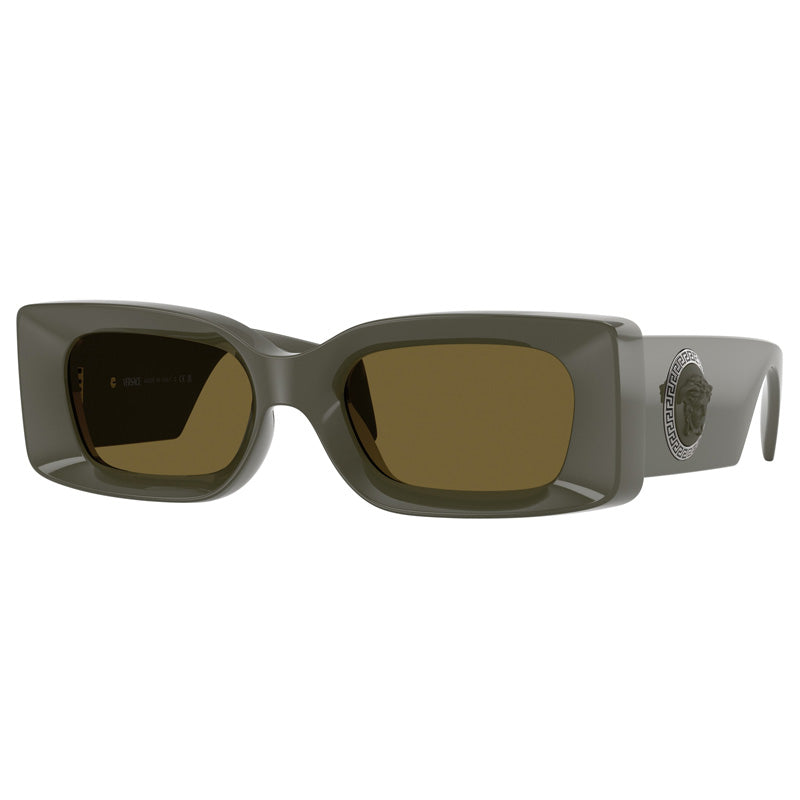 Versace Sunglasses Rectangle Full Rim, Dark Olive Frame and Dark Brown Lens VE4474U549173
