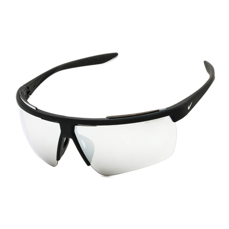 Nike Sunglasses Shield Semi Rim, Matte Black/White Frame and Grey with Silver Lens NIKEWINDSHIELD20CW1287010