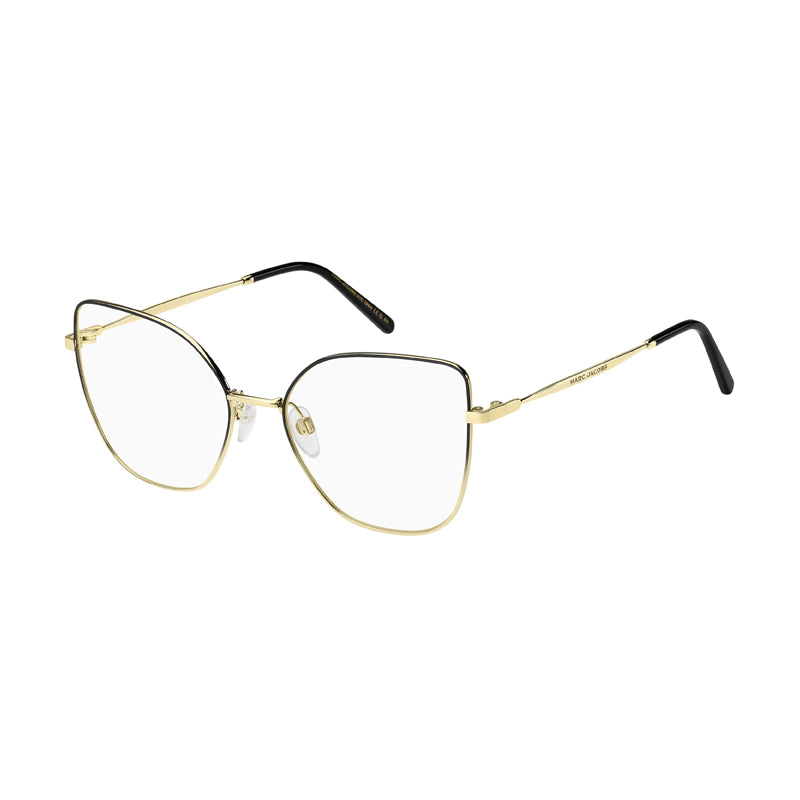 Marc Jacobs Eyeglasses Cat Eye Full Rim, Black Gold Frame and Clear Demo Lenses Lens MARC70402M200