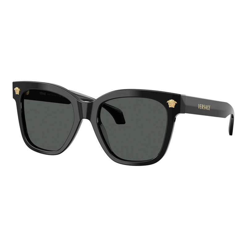 Versace Sunglasses Square Full Rim, Shiny Black Frame and Dark Grey Lens VE4511GB1/87