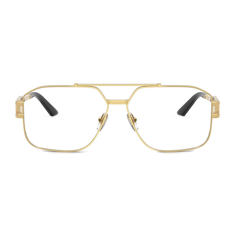Versace Eyeglasses Aviator Full Rim, Gold Frame and Clear Demo Lenses Lens VE13021002