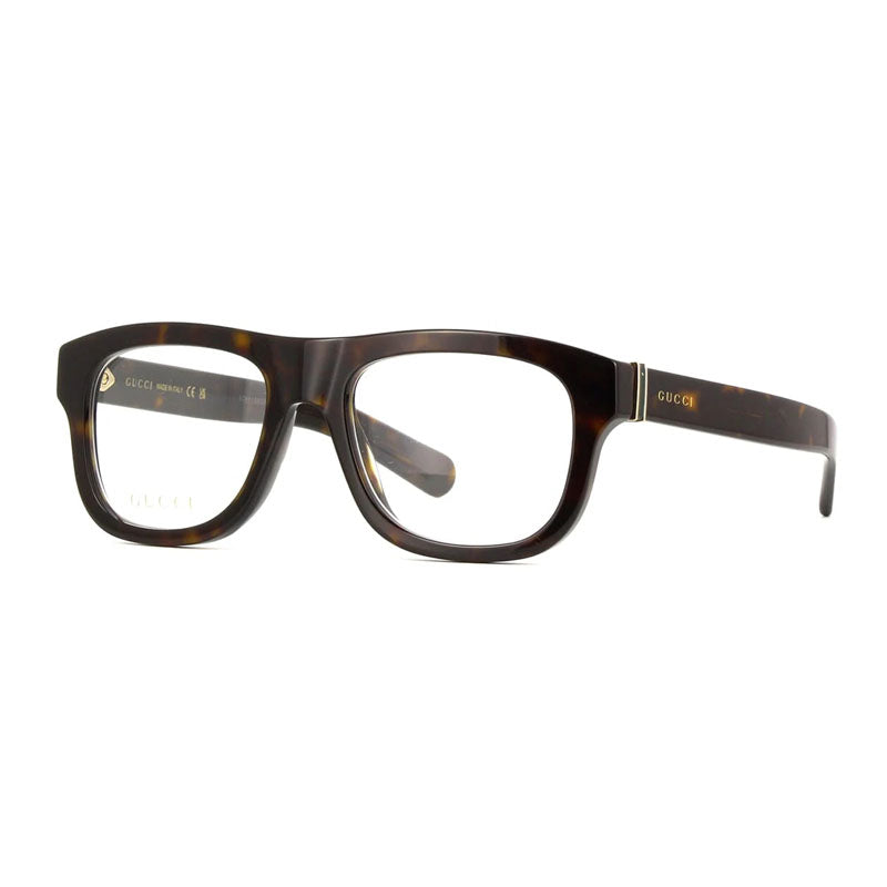 Gucci Eyeglasses Square Full Rim, Dark Havana Frame and Clear Demo Lens Lens GG1509O002