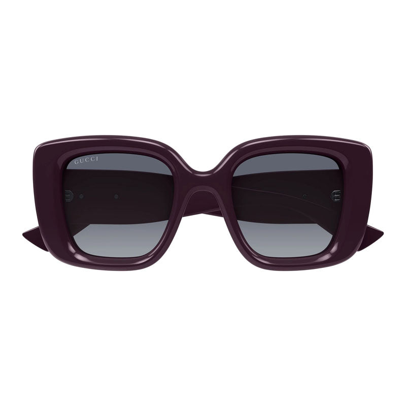 Gucci Sunglasses Square Full Rim, Shiny Dark Purple Frame and Grey Gradient Lens GG1975S004