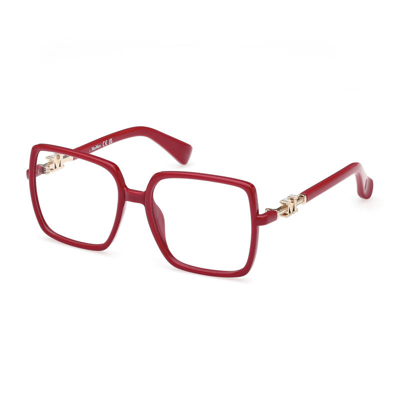 Max Mara Eyeglasses Square Full Rim, Shiny Fuxia Frame and Clear Demo Lenses Lens MM5108-H075