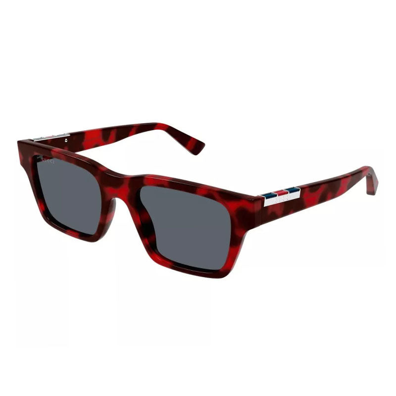Gucci Sunglasses Square Full Rim, Red Havana Frame and Grey Lens GG1889S003