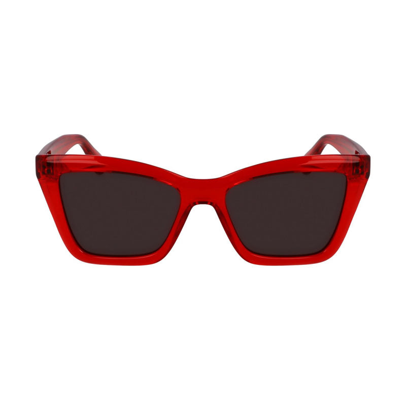 Ferragamo Salvatore Ferragamo Sunglasses Cat Eye Full Rim, Transparent Red Frame and Grey Lens SF2039SE616