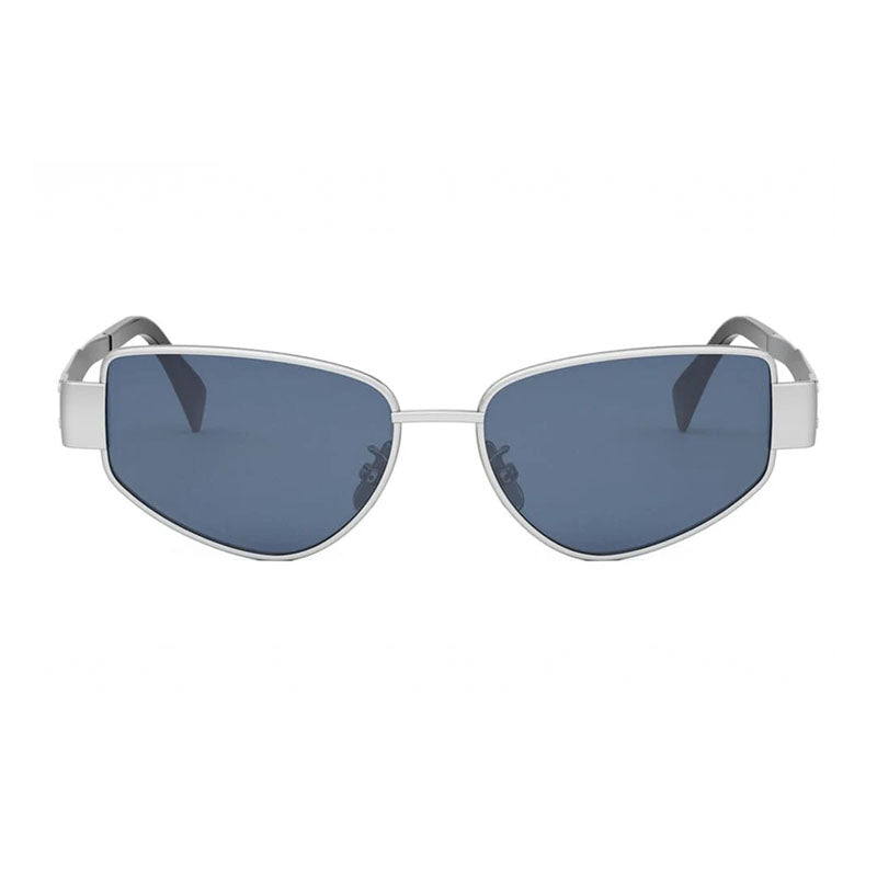 Celine Sunglasses Square Full Rim, Shiny Palladium Frame and Blue Lens CL40293U16V