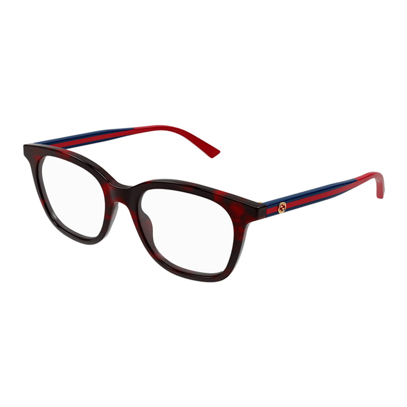 Gucci Eyeglasses Square Full Rim, Red Havana Frame and Clear Demo Lenses Lens GG1864O003