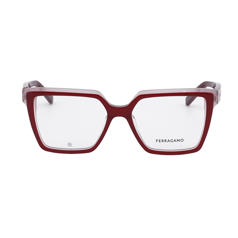 Ferragamo Salvatore Ferragamo Eyeglasses Square Full Rim, Burgundy/Rose Frame and Clear Demo Lenses Lens SF2950N614
