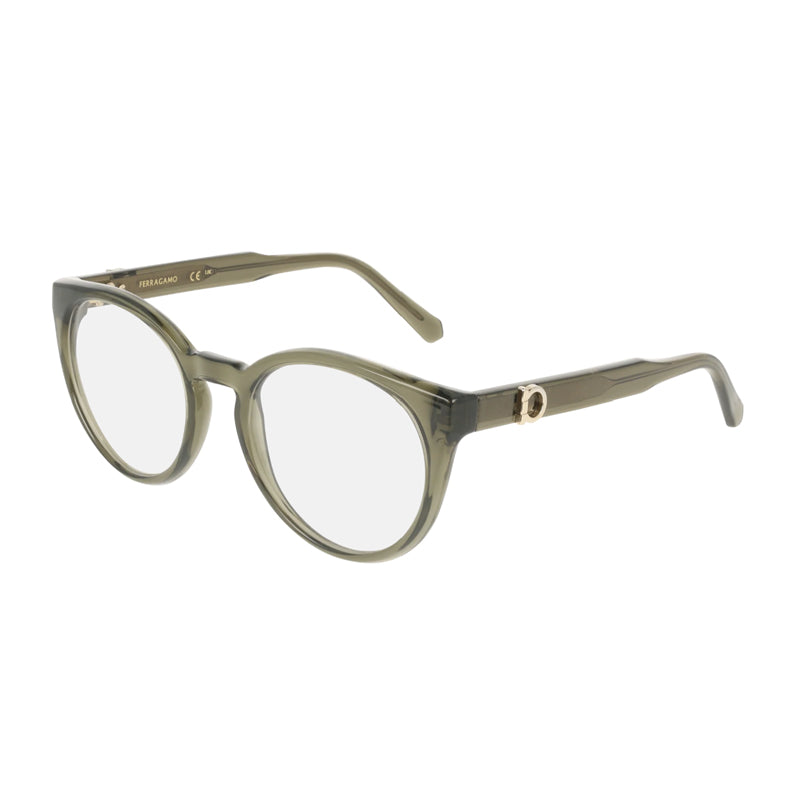Ferragamo Salvatore Ferragamo Eyeglasses Square Full Rim, Transparent Khaki Frame and Clear Demo Lens Lens SF3032E320