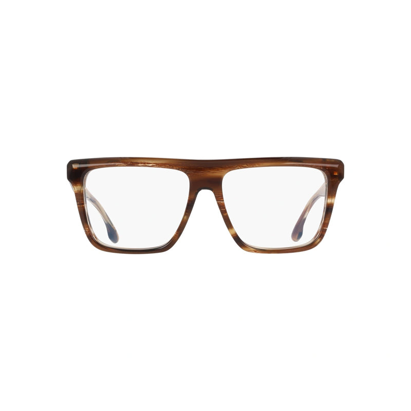 Victoria Beckham Eyeglasses Square Full Rim, Light Brown Horn Frame and Clear Demo Lenses Lens VB2678228