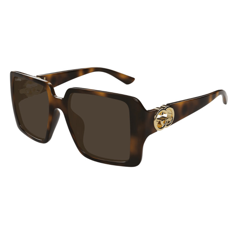 Gucci Sunglasses Square Full Rim, Havana Frame and Brown Lens GG1692S002