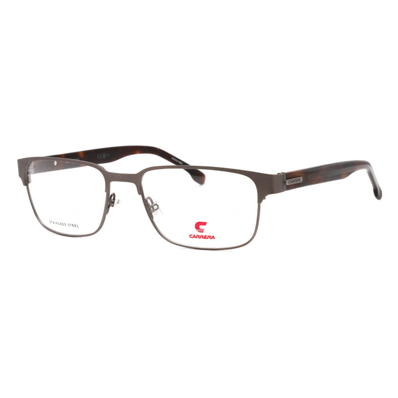Carrera Eyeglasses Rectangle Full Rim, Matte Dark Ruthenium Frame and Clear Demo Lenses Lens CARRERA88910CAG00