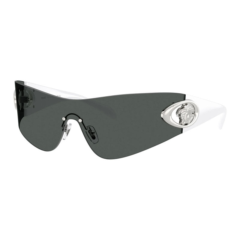Versace Sunglasses Shield Full Rim, White Frame and Dark Grey Lens VE22801000/87