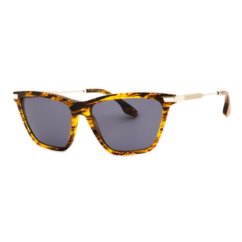 Victoria Beckham Sunglasses Cat Eye Full Rim, Translucent Horn Frame and Blue Lens VB663S736