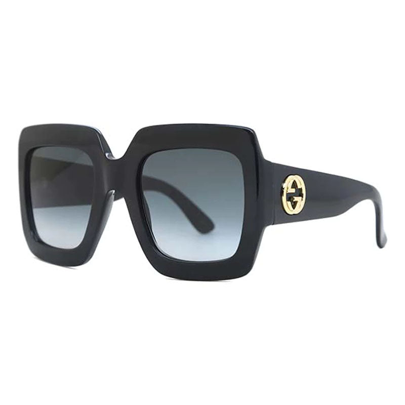 Gucci Sunglasses Square Full Rim, Black Frame and Grey Gradient Lens GG0053SN001