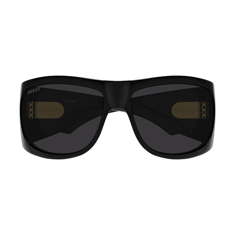 Gucci Sunglasses Rectangle Full Rim, Black Frame and Grey Lens GG2170S001