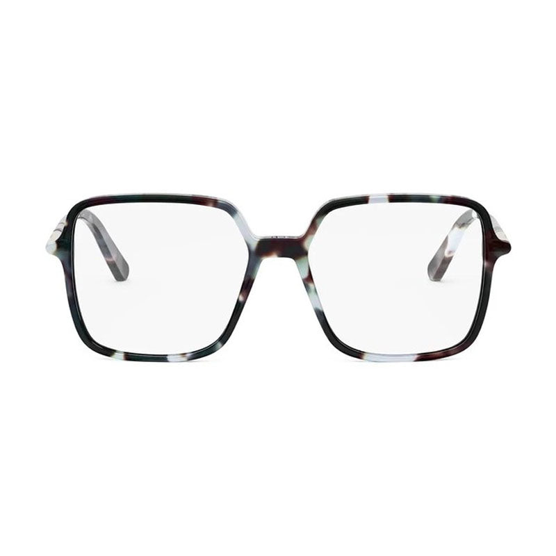 Dior Eyeglasses Square Full Rim, Havana/Blue Frame and Clear Demo Lenses Lens MINICDOS2F2800