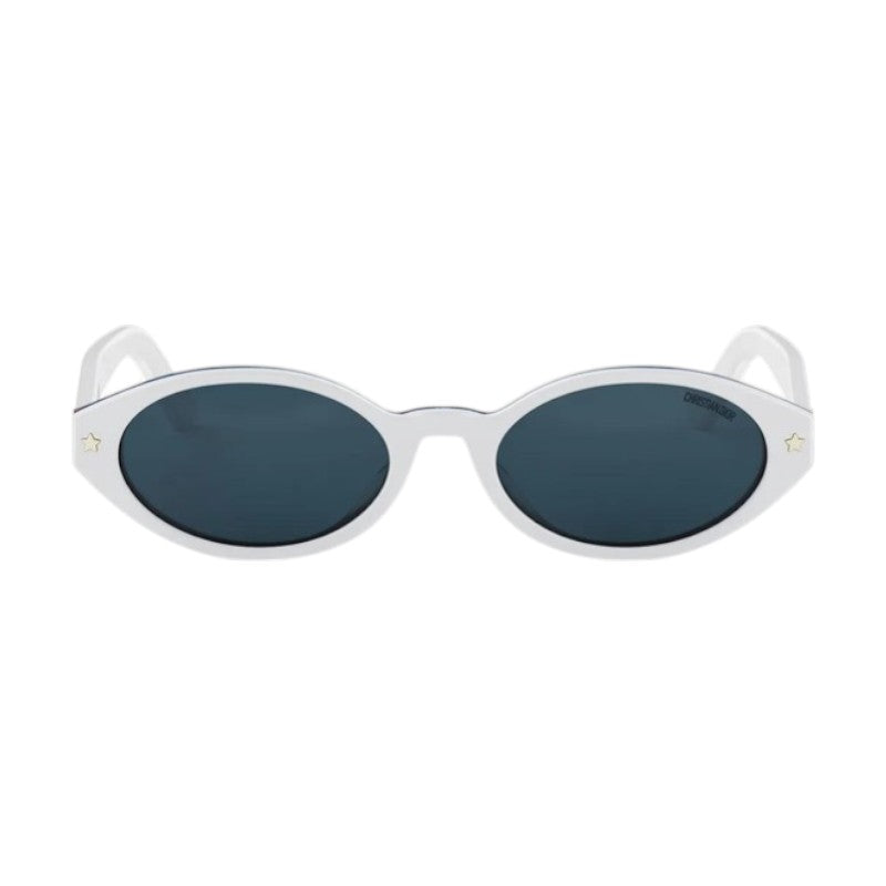 Dior Sunglasses Oval Full Rim, White Frame and Blue Lens DIORPACIFICR1F50B0