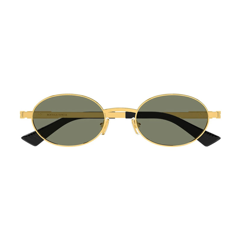 Bottega Veneta Sunglasses Oval Full Rim, Gold Frame and Green Lens BV1470S004