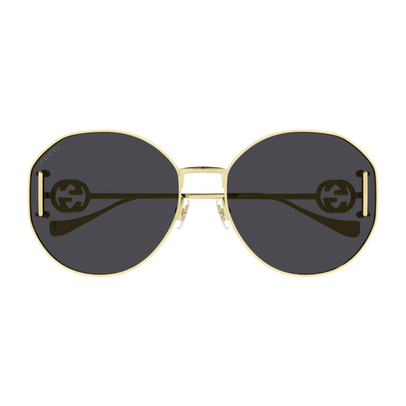 Gucci Sunglasses Oval Full Rim, Gold Frame and Grey Lens GG1206SA002