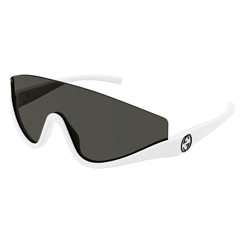Gucci Sunglasses Shield Semi Rim, Shiny White Frame and Grey Lens GG1650S007