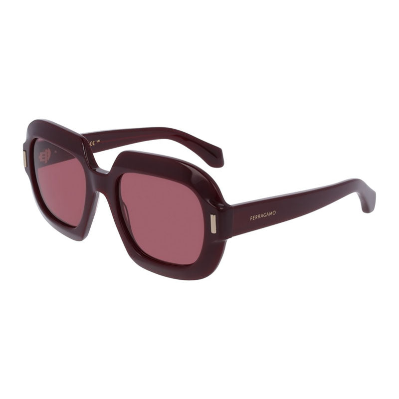 Ferragamo Salvatore Ferragamo Sunglasses Square Full Rim, Burgundy Frame and Purple Lens SF2068SE606