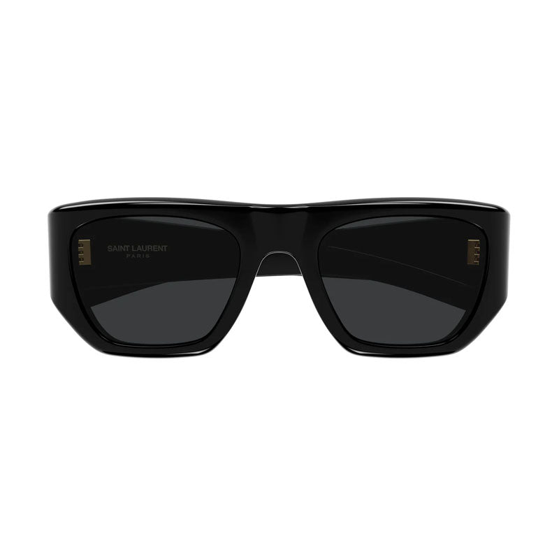 Saint Laurent Sunglasses Square Full Rim, Shiny Black Frame and Grey Lens SL740005
