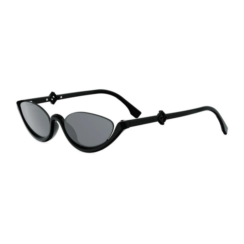 Fendi Sunglasses Cat Eye Semi Rim, Shiny Black Frame and Smoke Lens FE40178U01A