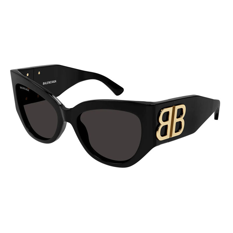 Balenciaga Sunglasses Butterfly Full Rim, Black Frame and Grey Lens BB0322S002