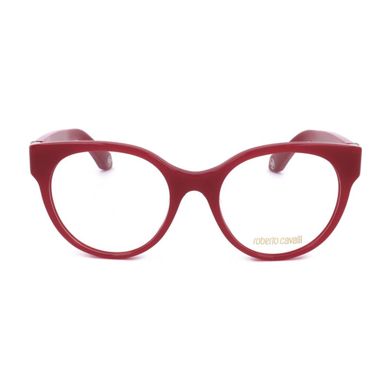 Roberto Cavalli Eyeglasses Round Full Rim, Red Frame and Clear Demo Lenses Lens VRC027M09EZ