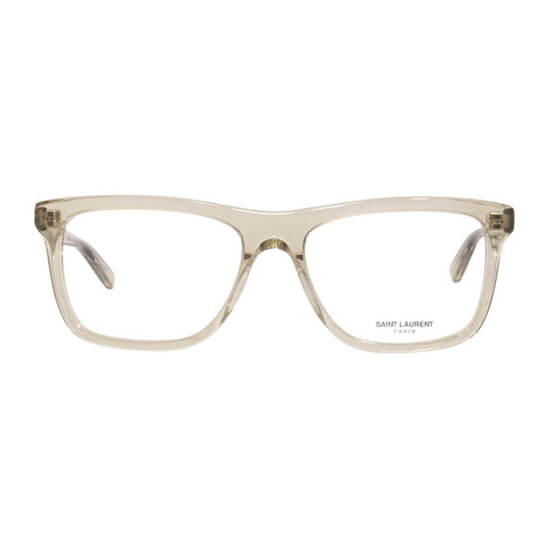 Saint Laurent Eyeglasses Square Full Rim, Transparent Yellow Frame and Clear Demo Lenses Lens SL481003