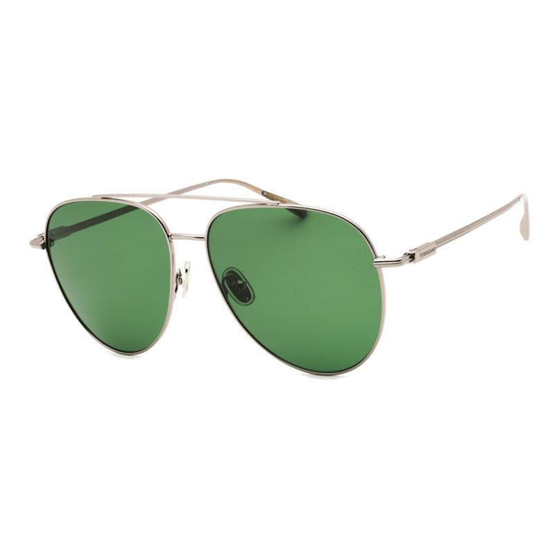 Ferragamo Salvatore Ferragamo Sunglasses Aviator Full Rim, Light Ruthenium Frame and Green Lens SF308S044