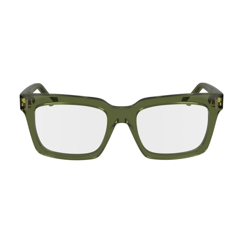 Ferragamo Salvatore Ferragamo Eyeglasses Square Full Rim, Transparent Khaki Frame and Clear Demo Lenses Lens SF2993320