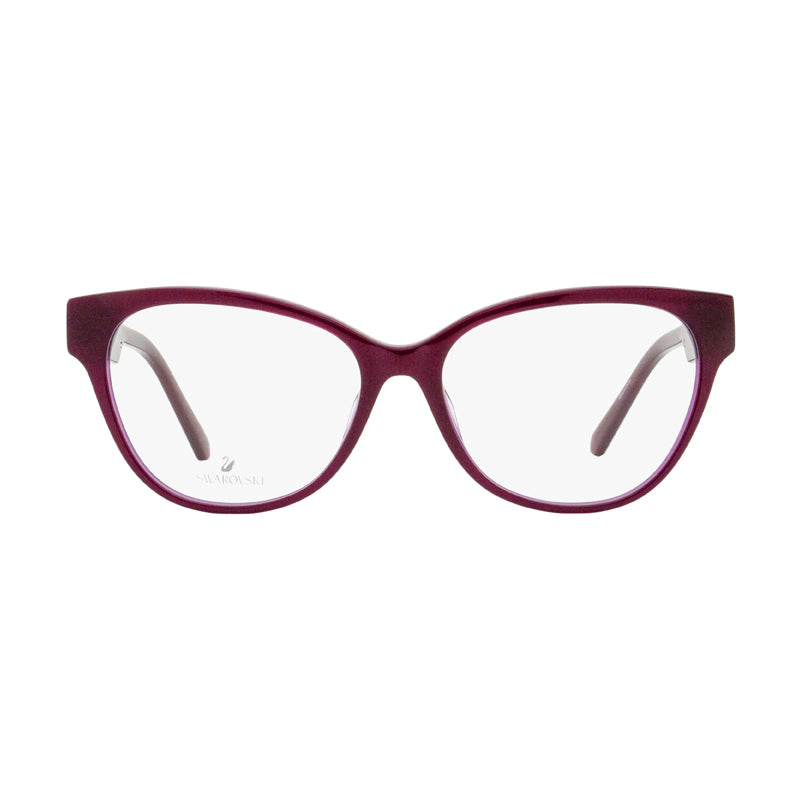 Swarovski Eyeglasses Rectangle Full Rim, Shiny Violet Frame and Clear Demo Lenses Lens SK5392081