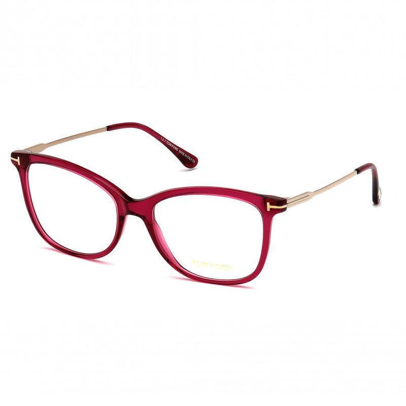 Tom Ford Eyeglasses Cat Eye Full Rim, Shiny Transparent Violet Frame and Clear Demo Lenses Lens FT5510081