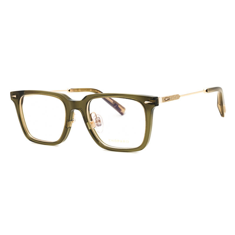 Chopard Eyeglasses Square Full Rim, Transparent Olive Green Frame and Clear Demo Lenses Lens VCH34609HF