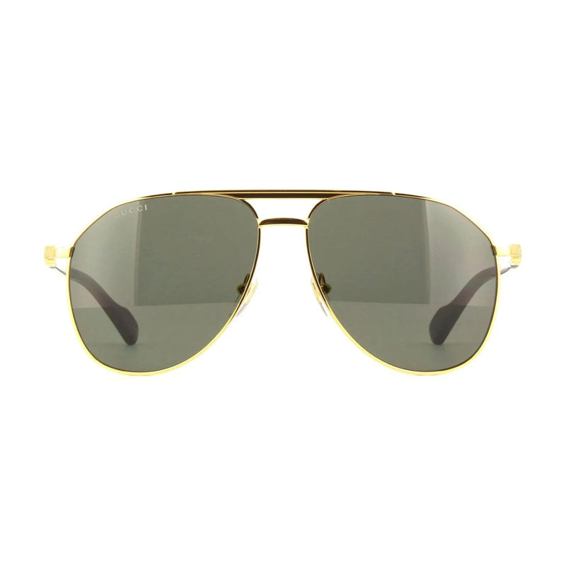 Gucci Sunglasses Aviator Full Rim, Gold Black Frame and Grey Lens GG1220S001