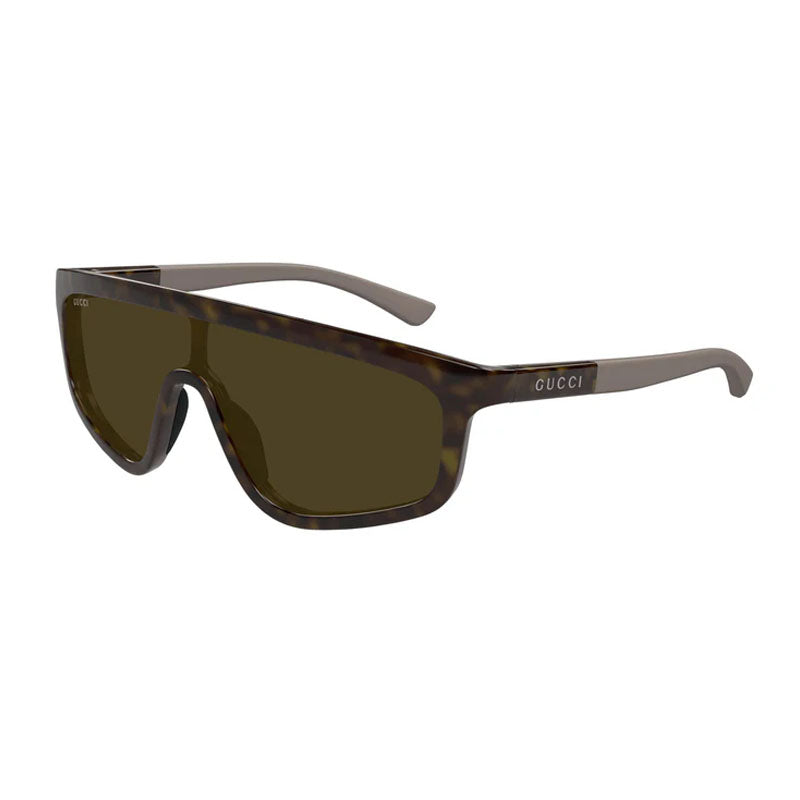 Gucci Sunglasses Shield Full Rim, Havana Frame and Brown Lens GG1736S002