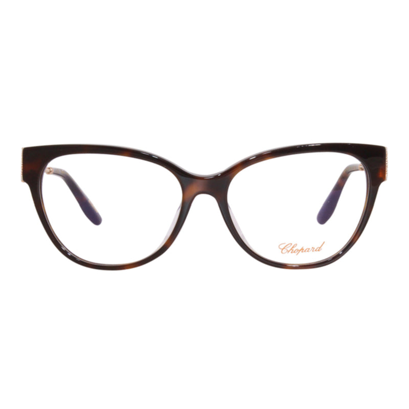 Chopard Eyeglasses Cat Eye Full Rim, Shiny Dark Tortoise Frame and Clear Demo Lenses Lens VCH325S01AY