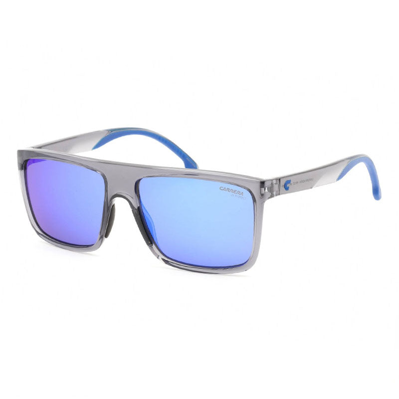 Carrera Sunglasses Rectangle Full Rim, Grey Frame and Grey with Blue Mirror Lens CARRERA8055/S0KB7Z0