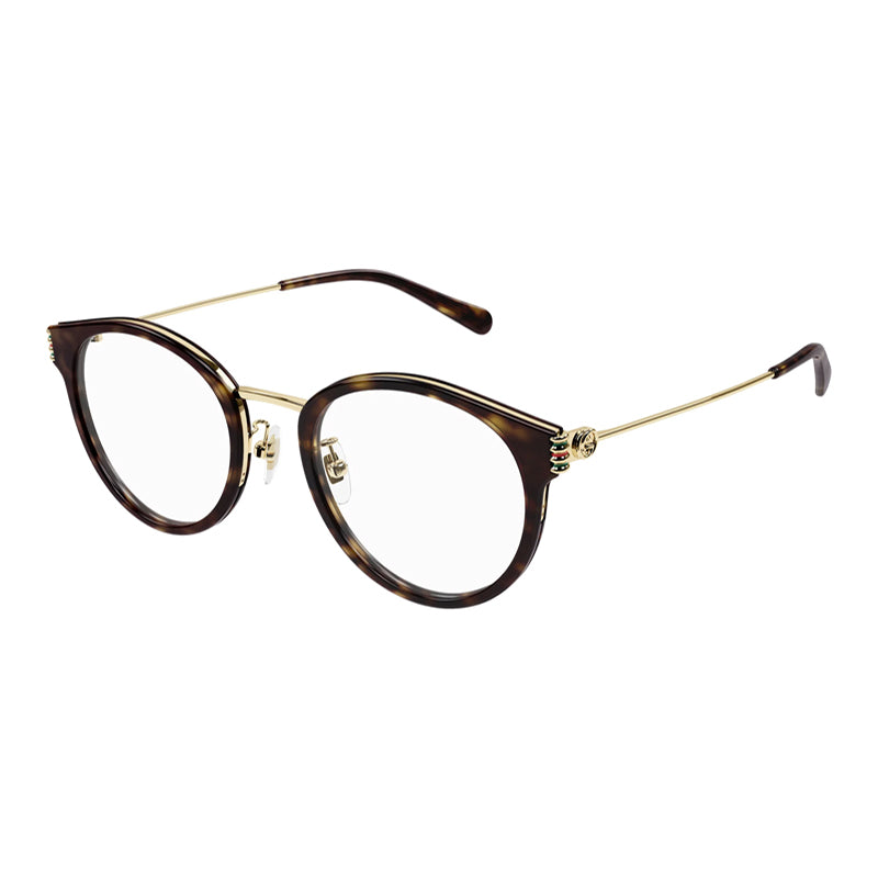 Gucci Eyeglasses Square Full Rim, Havana/Gold Frame and Clear Demo Lenses Lens GG1885OA002