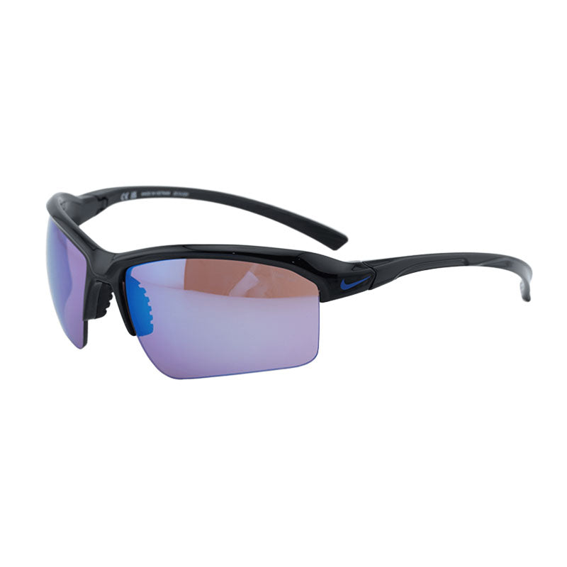 Nike Sunglasses Square Semi Rim, Black Frame and Road Blue Mirror Lens NIKESKYLONRISETEAMIQ7185010