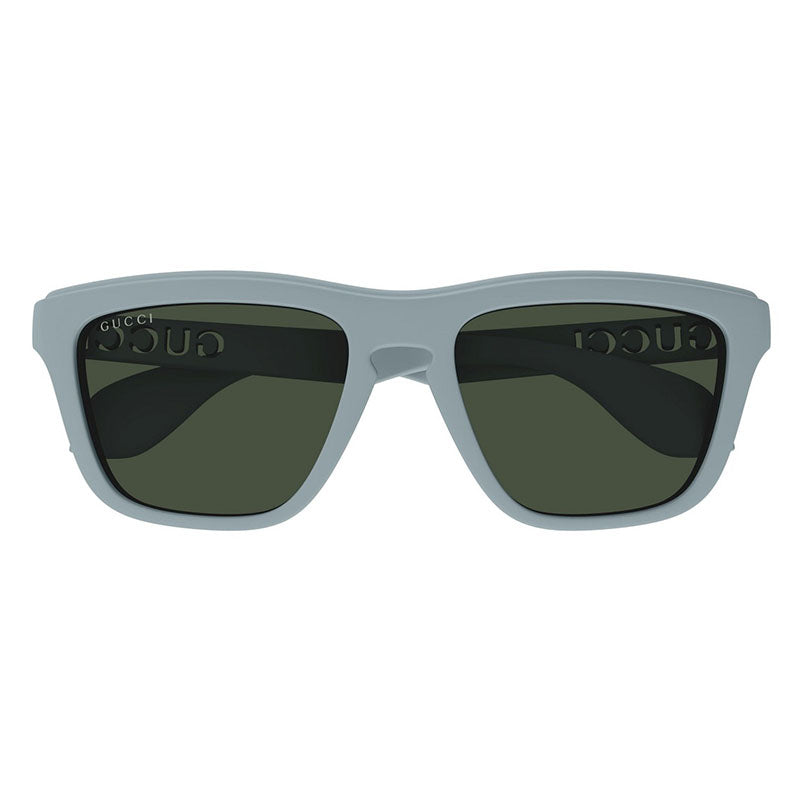 Gucci Sunglasses Square Full Rim, Matte Light Blue Frame and Green Lens GG1571S003