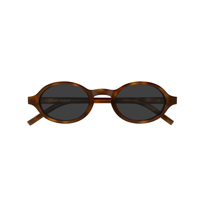 Saint Laurent Sunglasses Oval Full Rim, Havana Frame and Grey Lens SLM161003