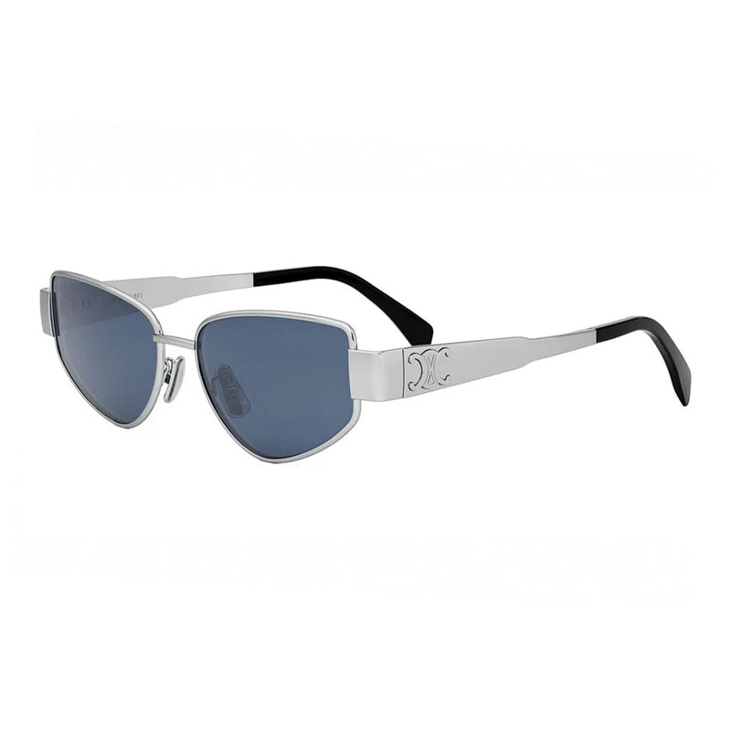 Celine Sunglasses Square Full Rim, Shiny Palladium Frame and Blue Lens CL40293U16V