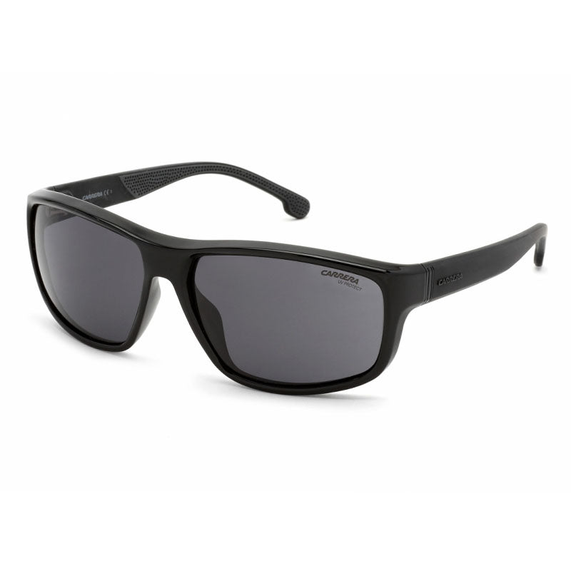 Carrera Sunglasses Rectangle Full Rim, Black Frame and Grey Blue Lens CARRERA8038/S0807IR