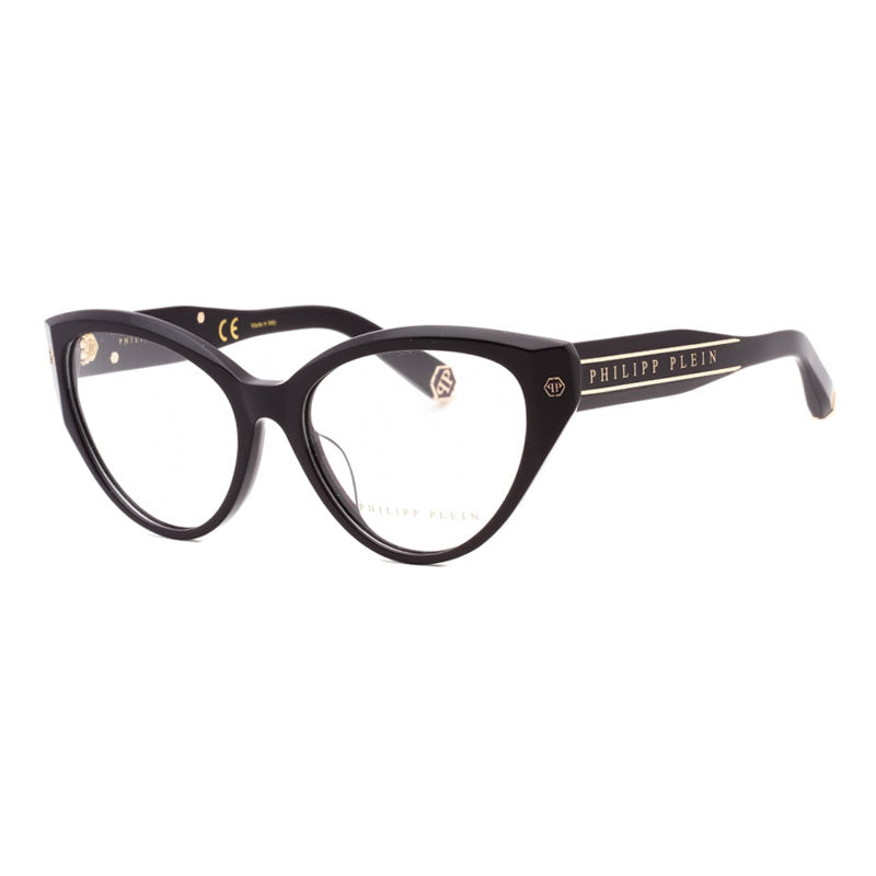 Philipp Plein Eyeglasses Cat Eye Full Rim, Shiny Purple Frame and Clear Demo Lenses Lens VPP052M09NU